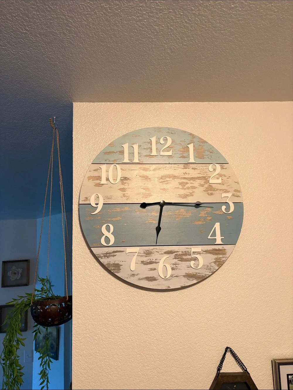 Rustic Coastal Blue and White Wall Clock - Unbranded